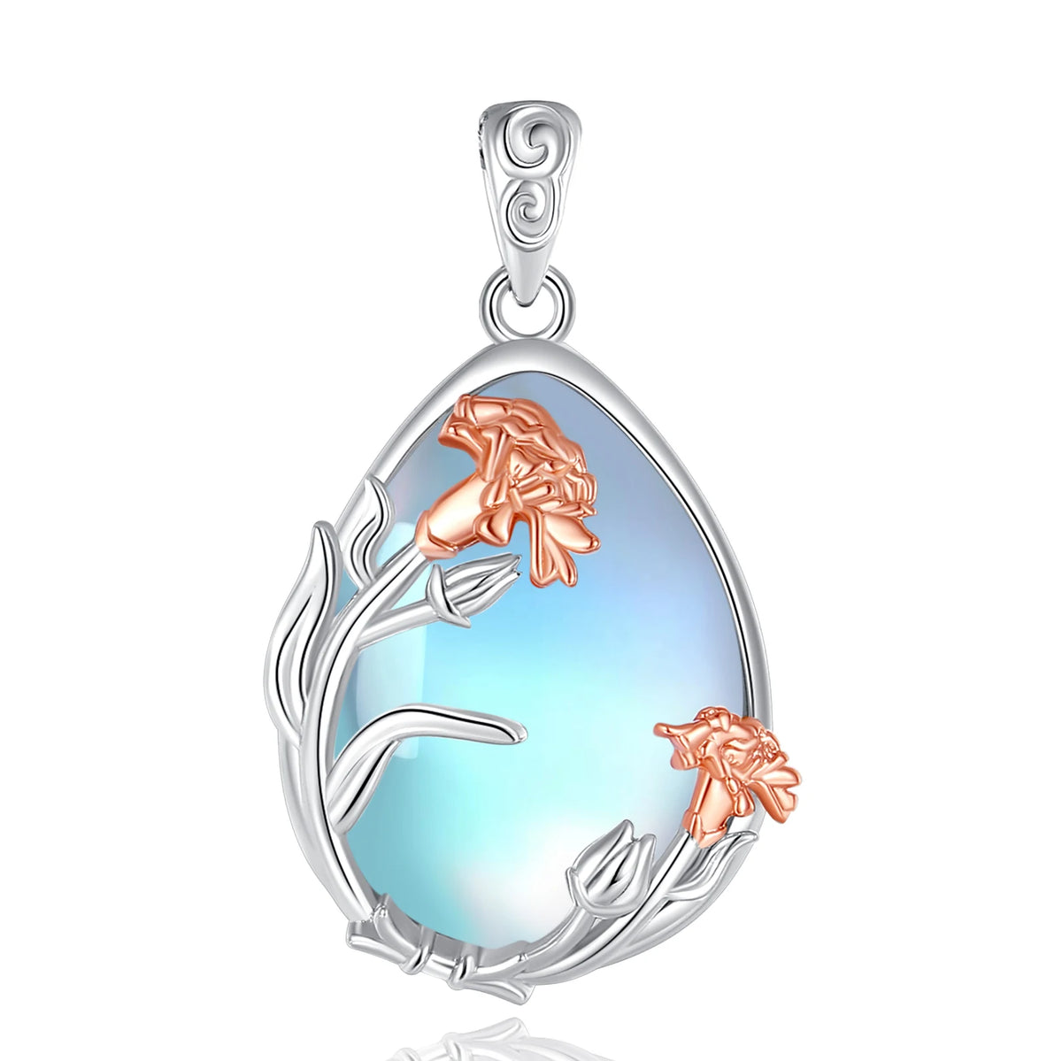 Blumen Anhänger – 925 Sterling Silber mit Mondstein