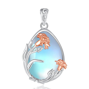 Blumen Anhänger – 925 Sterling Silber mit Mondstein
