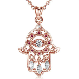 Evil Eye Hamsa Anhänger – 925 Sterling Silber Roségold