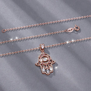Evil Eye Hamsa Anhänger – 925 Sterling Silber Roségold
