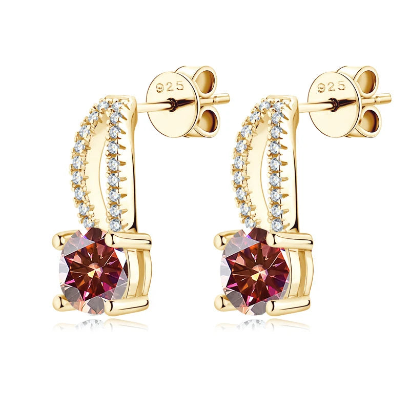 Wassertropfen Ohrringe | 925 Sterling Silber | Moissanit | 1 Karat | Multicolor