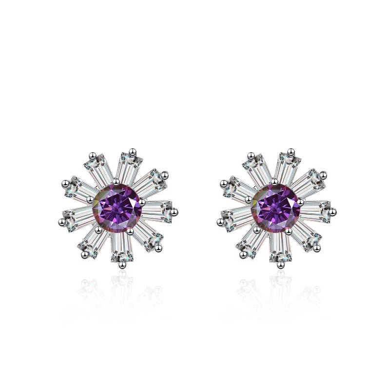 Gänseblümchen Ohrstecker | 925 Sterling Silber | Moissanit | 0,5 Karat | GRA-zertifiziert