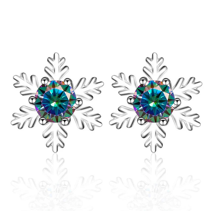 Schneeflocke Ohrstecker | 925 Sterling Silber | Moissanit | 0,5 Karat pro Stein