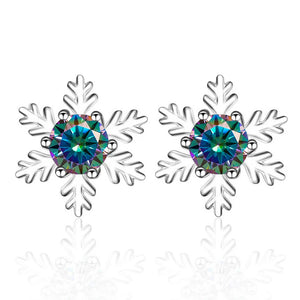 Schneeflocke Ohrstecker | 925 Sterling Silber | Moissanit | 0,5 Karat pro Stein