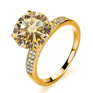 Luxus-Ring – 18k Goldplattiert, 925 Silber, Moissanit 5 CT