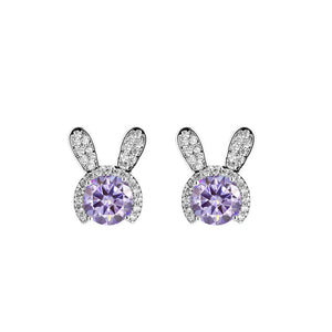 Häschen Ohrstecker | 925 Sterling Silber | Moissanit Rundschliff | 1 Karat | GRA