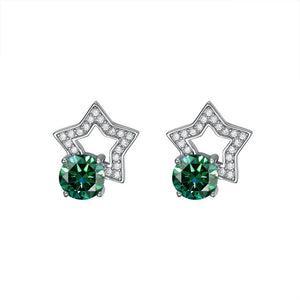 Stern Ohrstecker | 925 Sterling Silber | Moissanit Rundschliff | 1 Karat