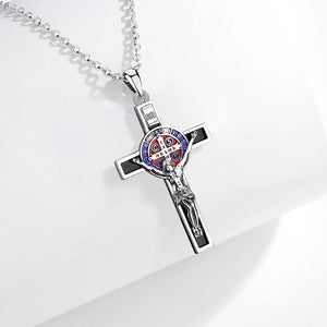 Jesus Kreuz Anhänger | 925 Sterling Silber | Saint Benedict