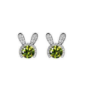 Häschen Ohrstecker | 925 Sterling Silber | Moissanit Rundschliff | 1 Karat | GRA