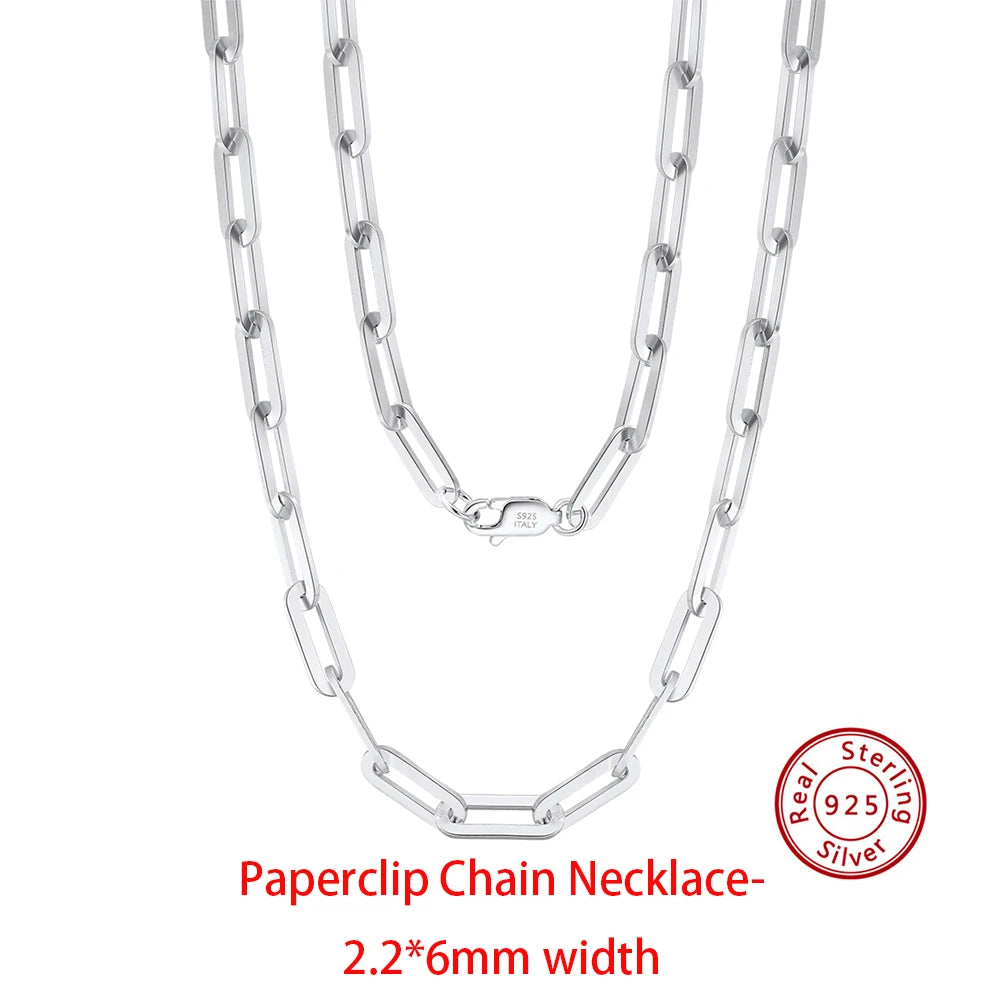 925 Sterling Silver Paperclip Chain Necklace