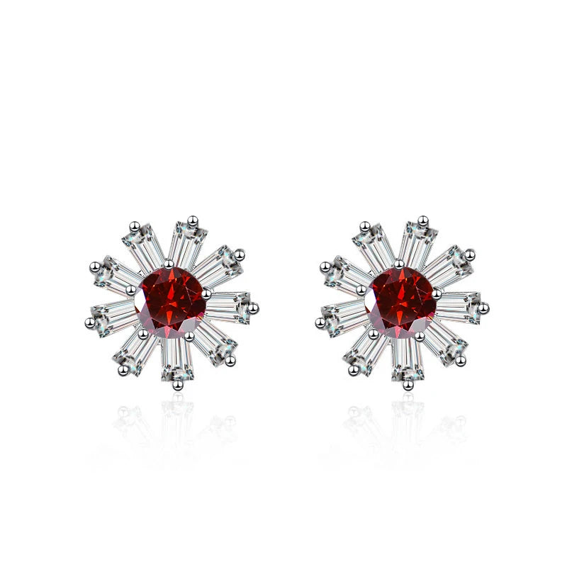 Gänseblümchen Ohrstecker | 925 Sterling Silber | Moissanit | 0,5 Karat | GRA-zertifiziert
