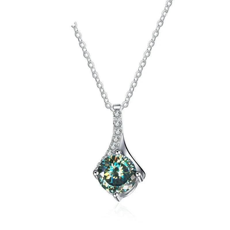 Runder Moissanit Anhänger | 925 Sterling Silber | 1 Karat | D-Farbe