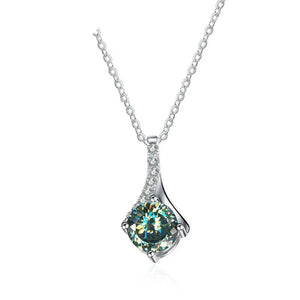 Runder Moissanit Anhänger | 925 Sterling Silber | 1 Karat | D-Farbe