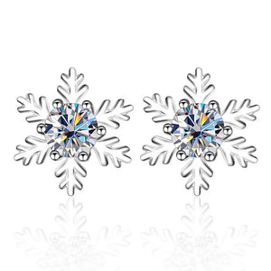 Schneeflocke Ohrstecker | 925 Sterling Silber | Moissanit | 0,5 Karat pro Stein