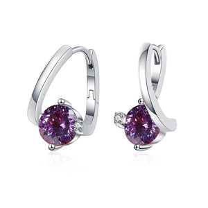 Geometrische Ohrstecker | 925 Sterling Silber | Moissanit 100 Facetten | 1 Karat