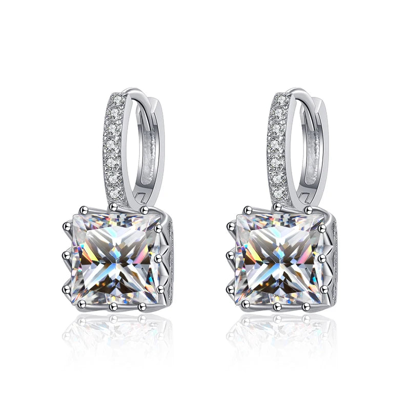 Moissanit Ohrstecker – 925 Silber, Princess Cut, mehrfarbig