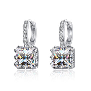 Moissanit Ohrstecker – 925 Silber, Princess Cut, mehrfarbig