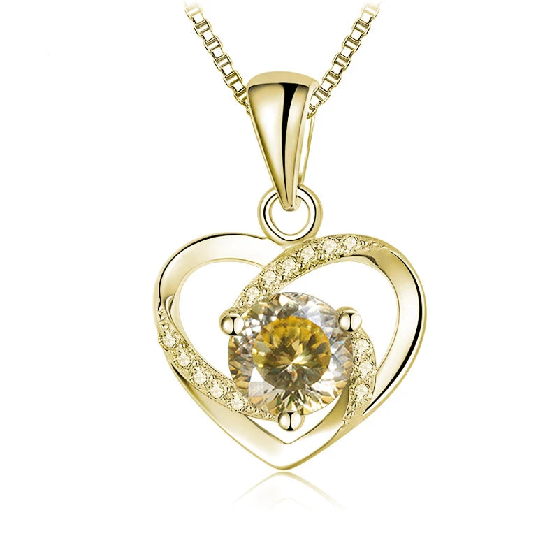 Herz Anhänger mit Moissanit | 925 Sterling Silber | Vergoldet | 1 Karat