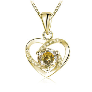 Herz Anhänger mit Moissanit | 925 Sterling Silber | Vergoldet | 1 Karat