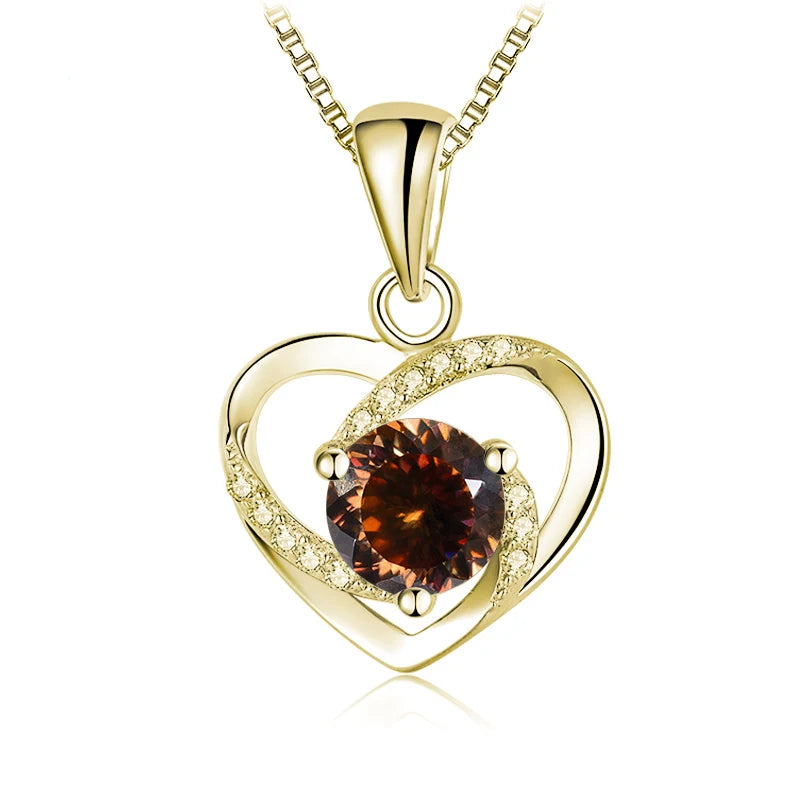 Herz Anhänger mit Moissanit | 925 Sterling Silber | Vergoldet | 1 Karat