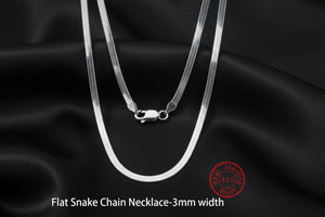 925 Sterling Silver Flat Snake Chain Necklace