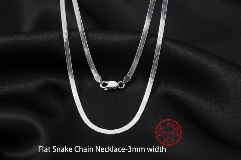 925 Sterling Silber Flat Snake Chain Halskette