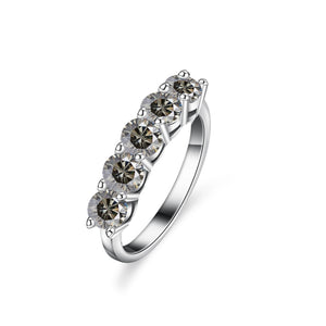 Geometrie-Ring – 925 Silber, Moissanit 1,5 CT, D-Farbe VVS1
