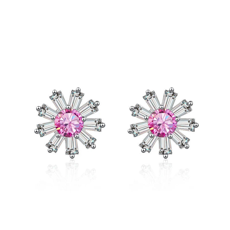 Gänseblümchen Ohrstecker | 925 Sterling Silber | Moissanit | 0,5 Karat | GRA-zertifiziert