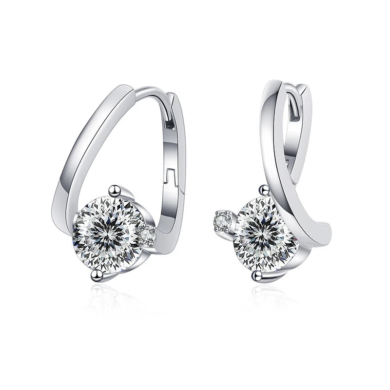 Geometrische Ohrstecker | 925 Sterling Silber | Moissanit 100 Facetten | 1 Karat