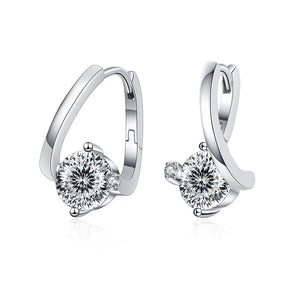 Geometrische Ohrstecker | 925 Sterling Silber | Moissanit 100 Facetten | 1 Karat