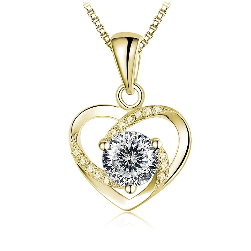 Herz Anhänger mit Moissanit | 925 Sterling Silber | Vergoldet | 1 Karat