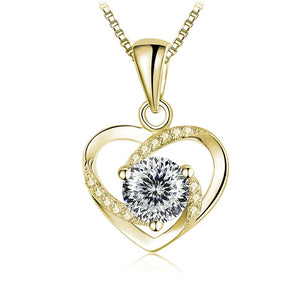 Herz Anhänger mit Moissanit | 925 Sterling Silber | Vergoldet | 1 Karat