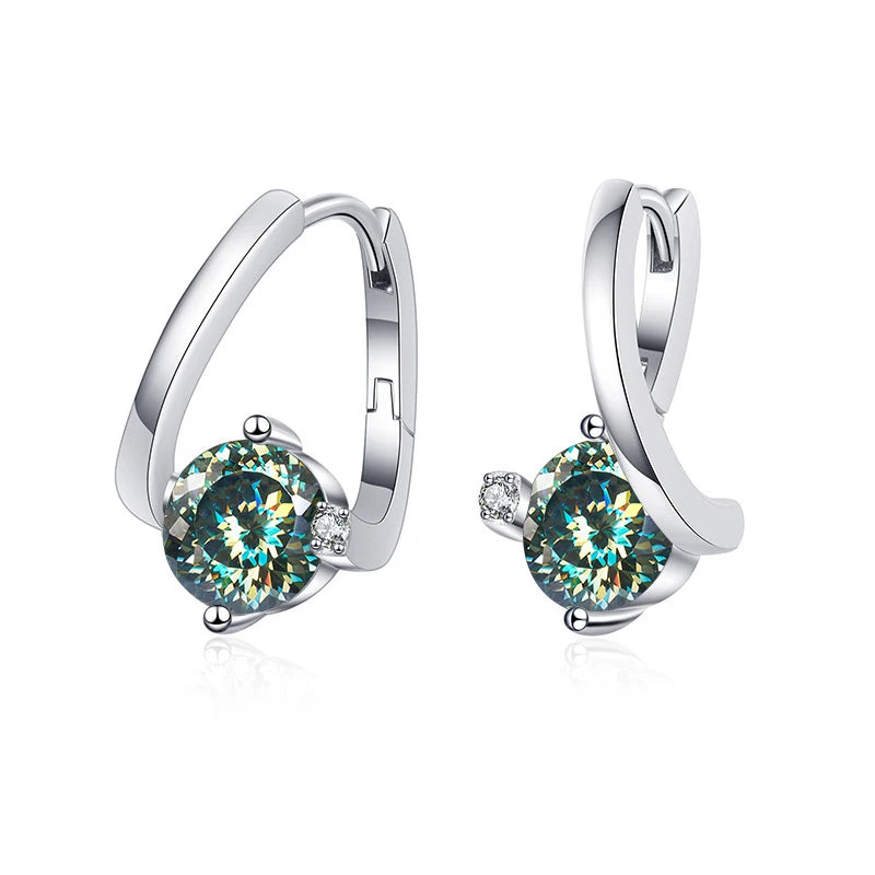 Geometrische Ohrstecker | 925 Sterling Silber | Moissanit 100 Facetten | 1 Karat