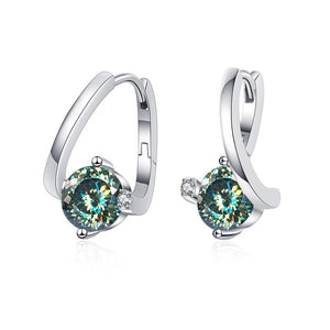 Geometrische Ohrstecker | 925 Sterling Silber | Moissanit 100 Facetten | 1 Karat