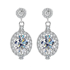 Oval Ohrringe | 925 Sterling Silber | Moissanit Ovalschliff | 1,5 Karat | GRA