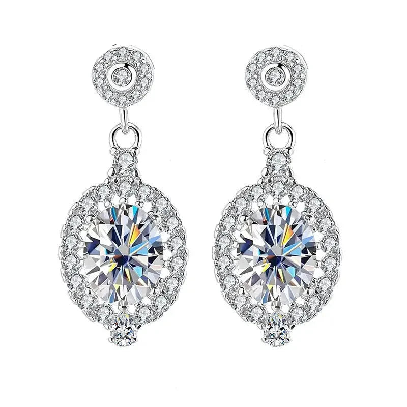 Oval Ohrringe | 925 Sterling Silber | Moissanit Ovalschliff | 1,5 Karat | GRA