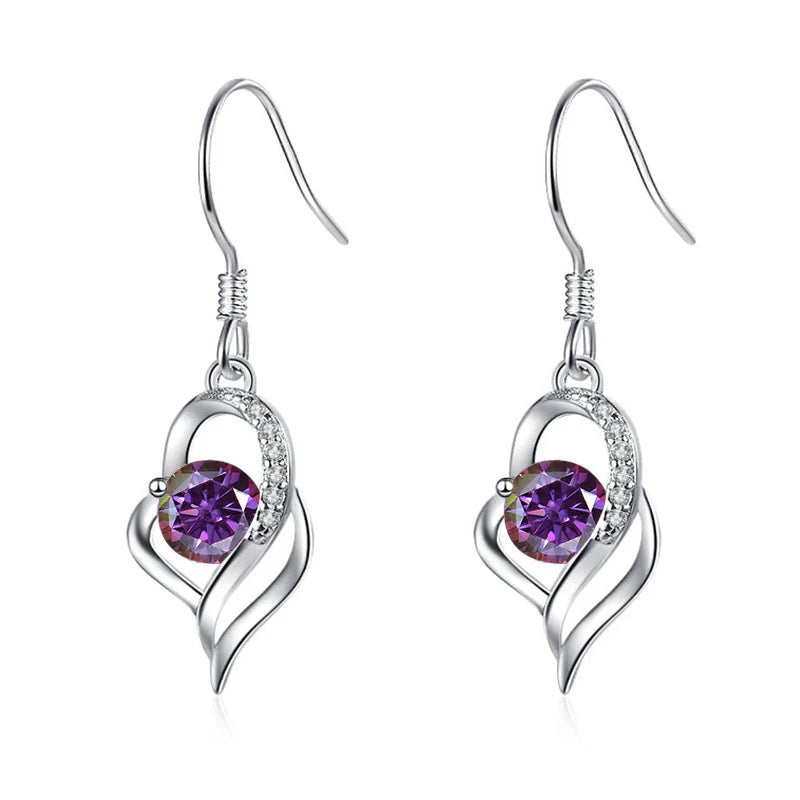 Tropfen Hängeohrringe | 925 Sterling Silber | Moissanit | 0,5 Karat | Multicolor | GRA