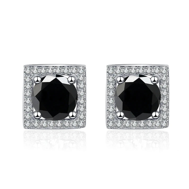 Quadrat Ohrstecker | 925 Sterling Silber | Moissanit | 1 Karat pro Stein
