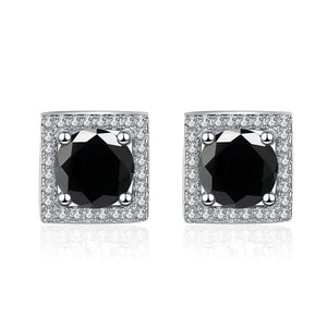 Quadrat Ohrstecker | 925 Sterling Silber | Moissanit | 1 Karat pro Stein