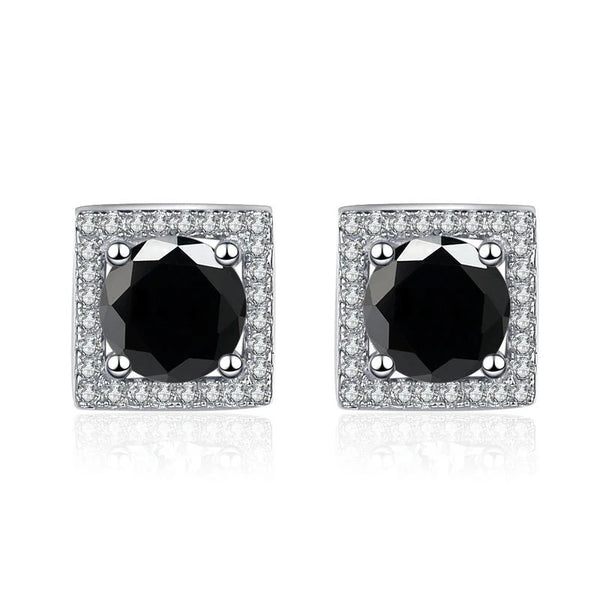 Quadrat Ohrstecker | 925 Sterling Silber | Moissanit | 1 Karat pro Stein
