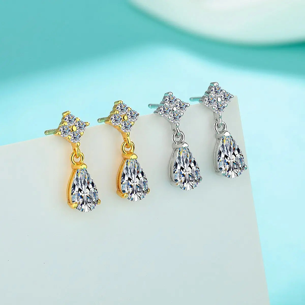 Tropfen Ohrringe | 925 Sterling Silber | Moissanit Birnenschliff | 1 Karat