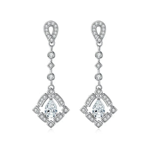 Moissanit Hängeohrringe – 925 Silber, geometrisch