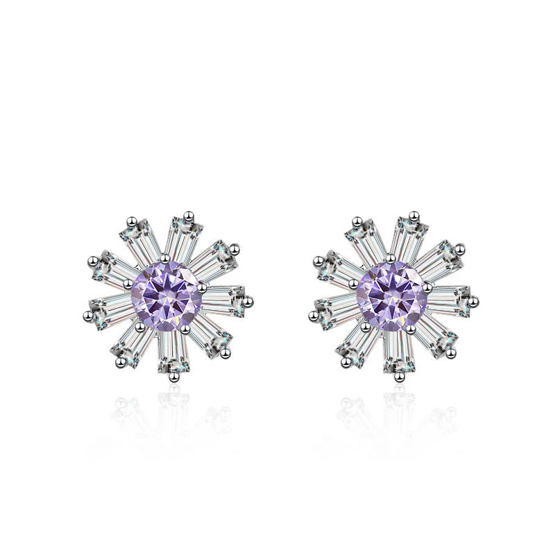 Gänseblümchen Ohrstecker | 925 Sterling Silber | Moissanit | 0,5 Karat | GRA-zertifiziert