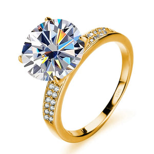 Luxus-Ring – 18k Goldplattiert, 925 Silber, Moissanit 5 CT