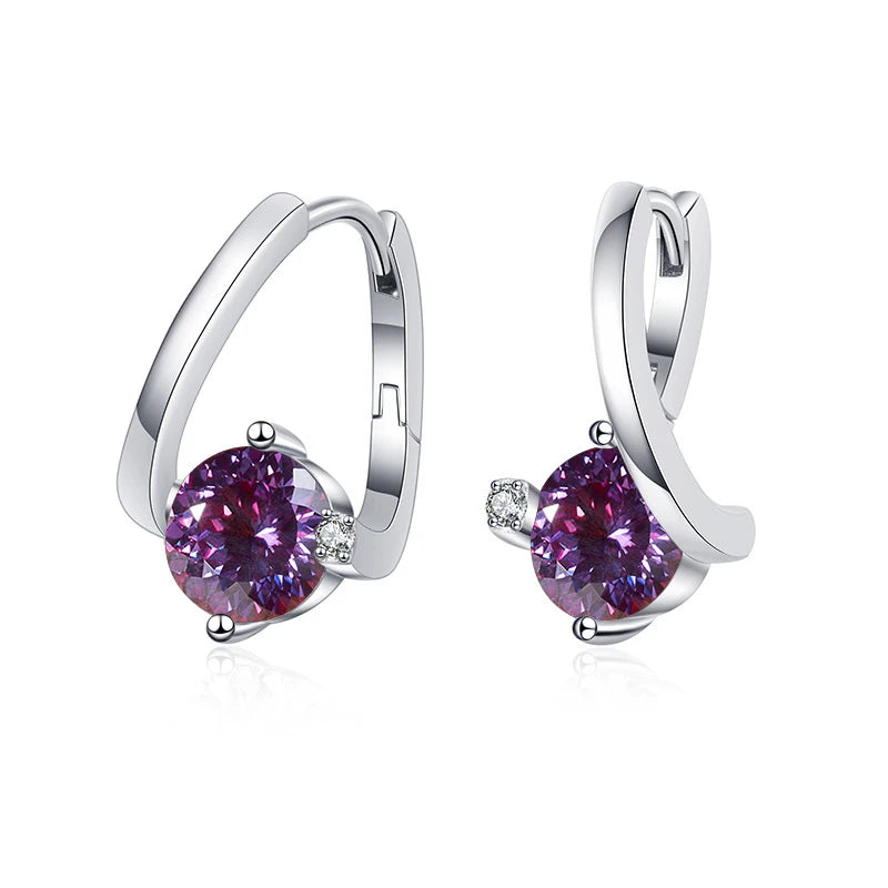 Geometrische Ohrstecker | 925 Sterling Silber | Moissanit 100 Facetten | 1 Karat
