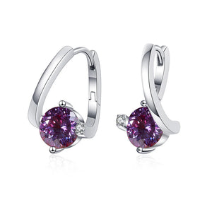 Geometrische Ohrstecker | 925 Sterling Silber | Moissanit 100 Facetten | 1 Karat