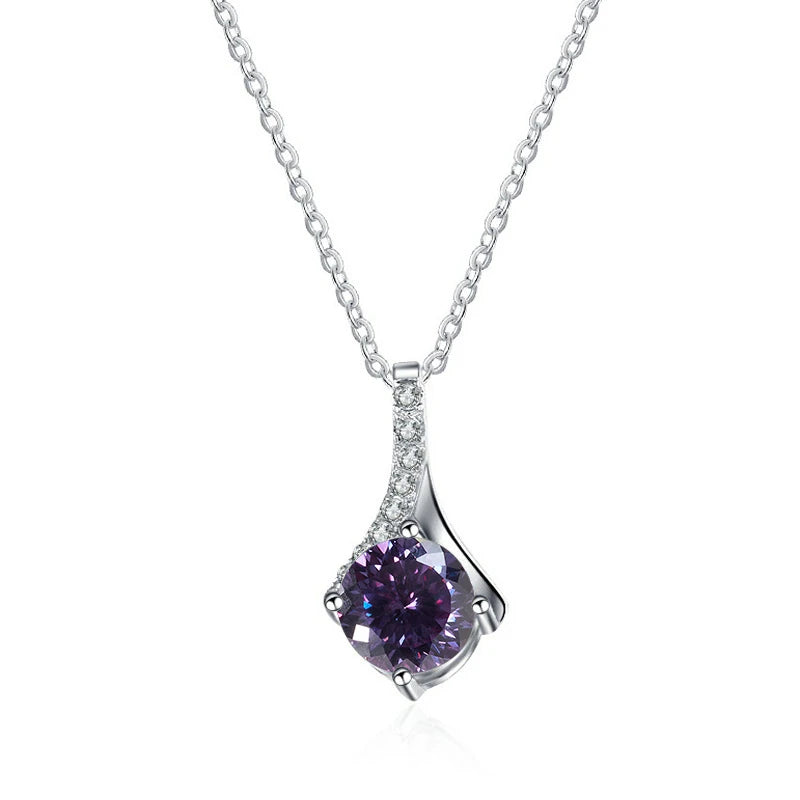 Runder Moissanit Anhänger | 925 Sterling Silber | 1 Karat | D-Farbe