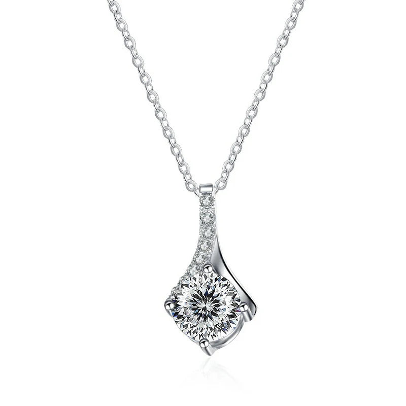 Runder Moissanit Anhänger | 925 Sterling Silber | 1 Karat | D-Farbe