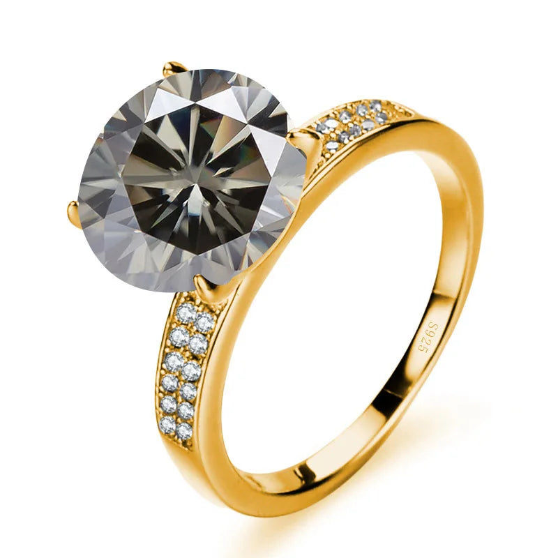 Luxus-Ring – 18k Goldplattiert, 925 Silber, Moissanit 5 CT