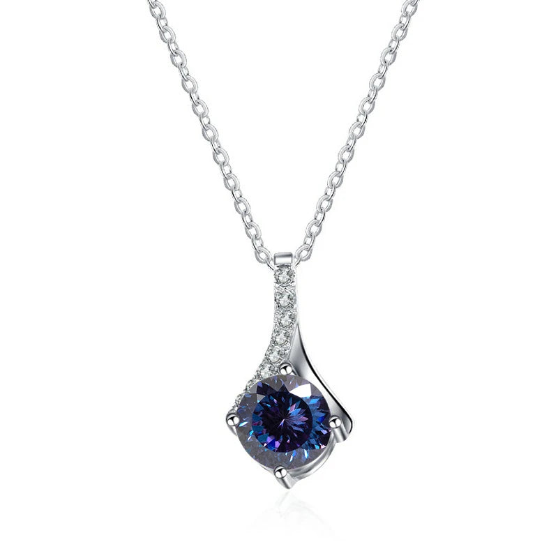 Runder Moissanit Anhänger | 925 Sterling Silber | 1 Karat | D-Farbe